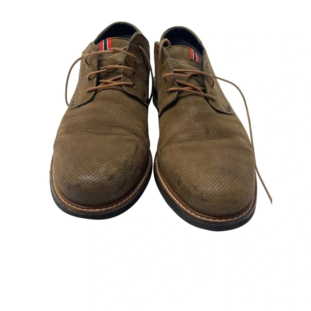 Mens Brown Suede Perforated‎ Oxford Dress Shoes Lace Up Size 9.5 Medium